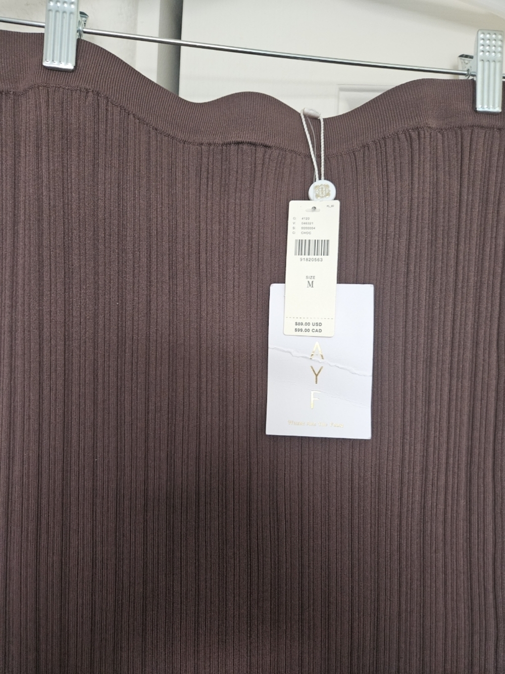 NWT Anthropologie WAYF Ribbed Knit Midi Skirt in Dark Brown Sz MED - Picture 7 of 8
